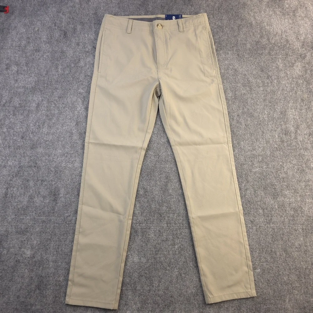 New Izod Pants Kids 14‎ Approved Schoolwear Beige Solid 28x27 Polyester Stretch